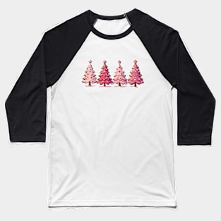 Cute pink Christmas trees Baseball T-Shirt